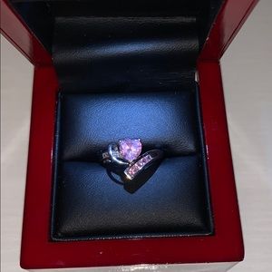 pink heart simulant diamond ring